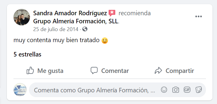 Opiniones cursos Grupo Almería Formación.