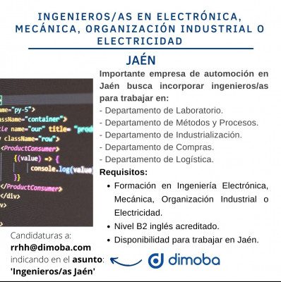 Oferta de empleo para ingenieros en empresa de automoción en Jaén